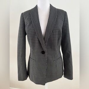 White House Black Market Blazer One Button Geometric Houndstooth Checkered
